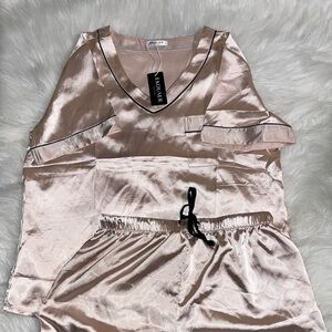 Ekouaer Satin Pajama Set - Light Pink